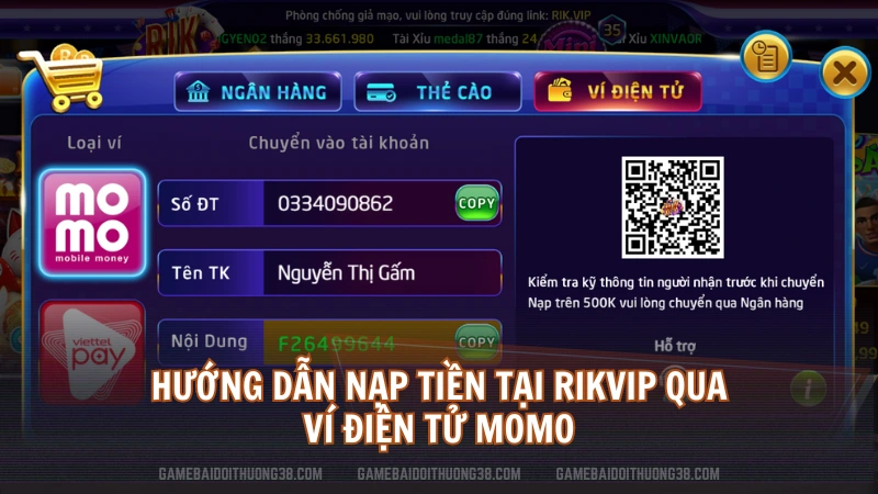 Hướng dẫn nạp tiền tại Rikvip qua ví điện tử Momo