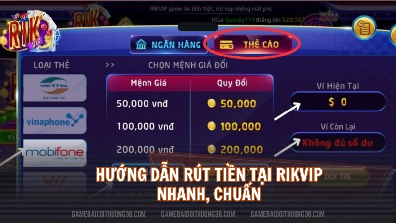 Hướng dẫn rút tiền tại Rikvip nhanh, chuẩn