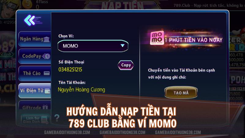 Hướng dẫn nạp tiền tại 789CLUB bằng ví Momo