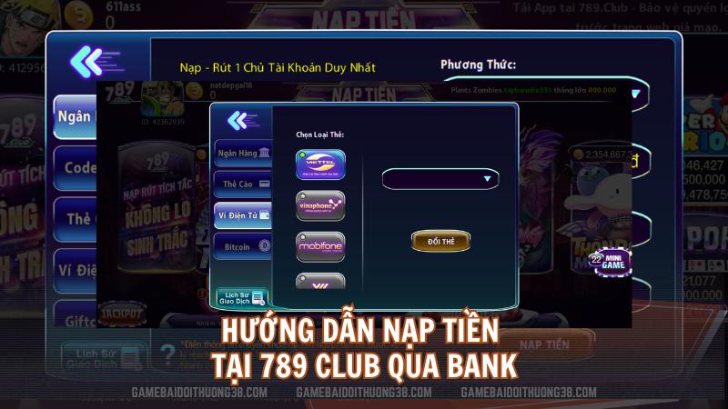 Hướng dẫn nạp tiền tại 789CLUB qua bank