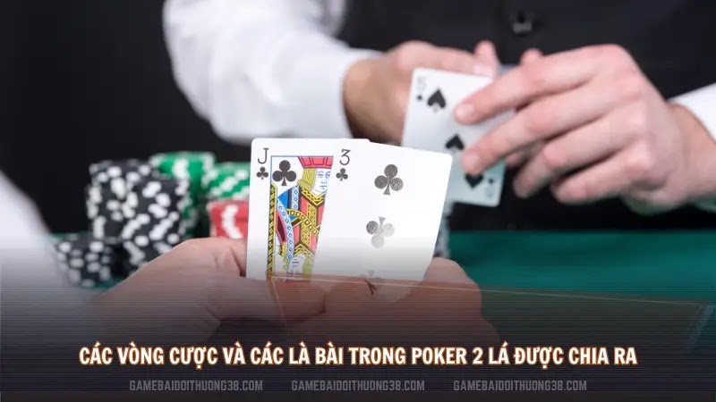 Các vòng cược và các là bài trong poker 2 lá được chia ra