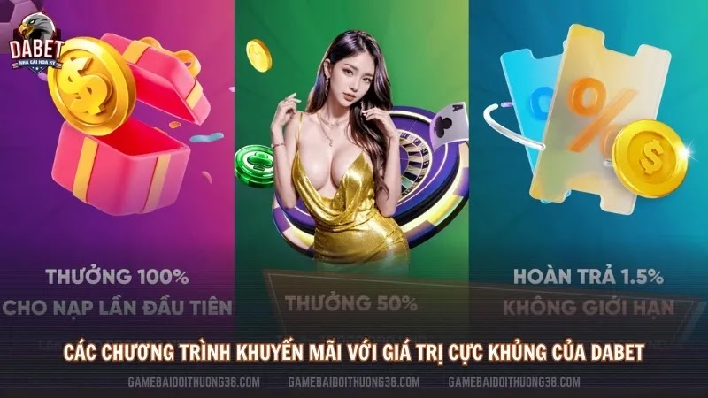 Các chương trình khuyến mãi với giá trị cực khủng của Dabet